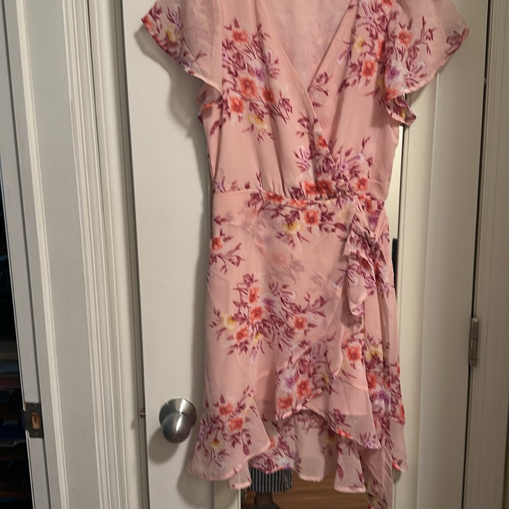 Altar'd State Ruffled Pink floral  Wrap Dress  NWTO